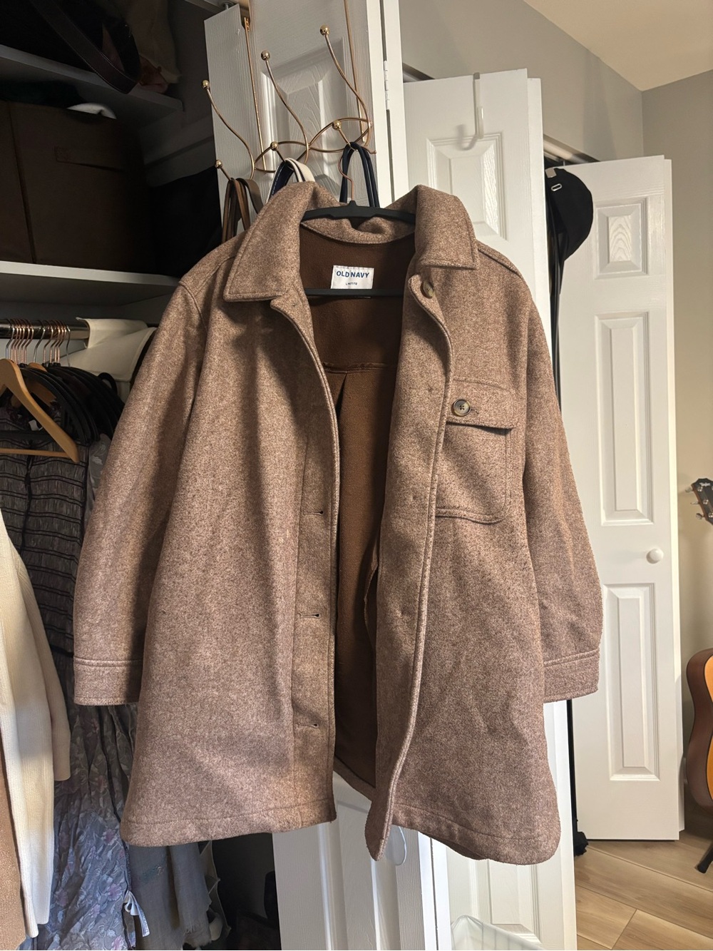 Old Navy Women's Tan Wool-Blend Pea Coat